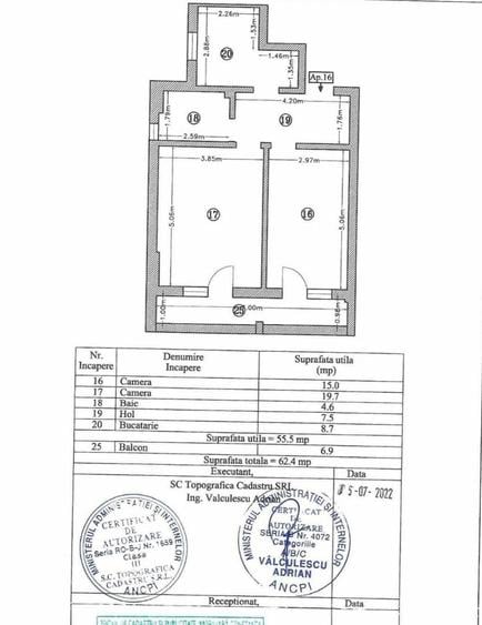 Apartament cu 2 camere decomandat, mobilat în Kamsas