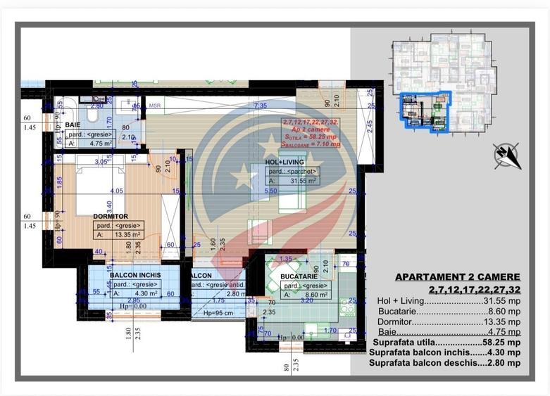 Apartament cu 2 camere semidecomandat în Calea Severinului