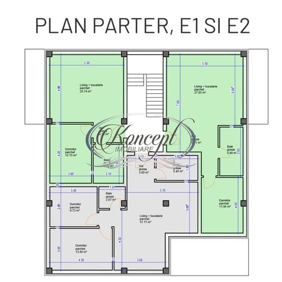Apartament cu 4 camere semidecomandat în Florești