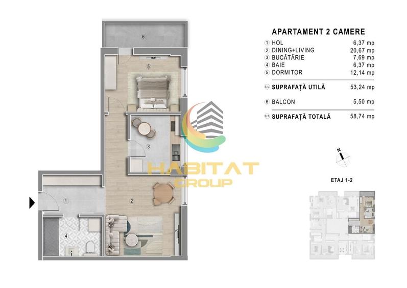 Apartament cu 2 camere decomandat în Vest — fotografia 3