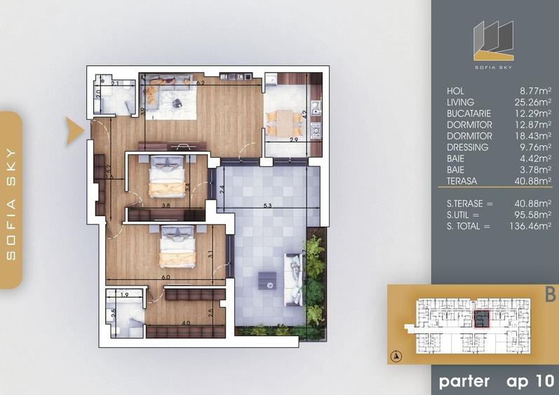 Apartament cu 3 camere semidecomandat în Theodor Pallady