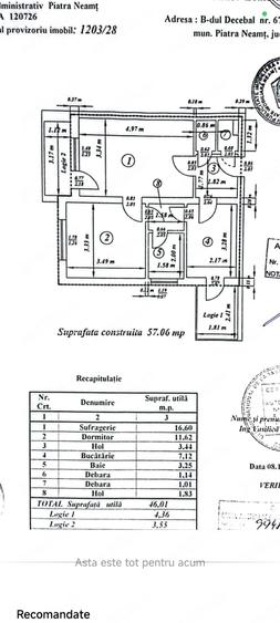 Apartament cu 2 camere decomandat în Central