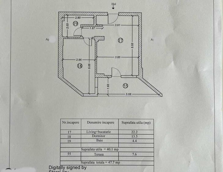 Apartament cu 2 camere semidecomandat în Nord