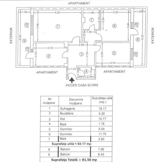 Apartament cu 3 camere decomandat în Ștefan cel Mare