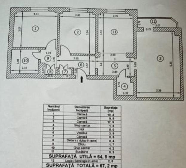 Apartament cu 3 camere decomandat, mobilat în Drumul Taberei