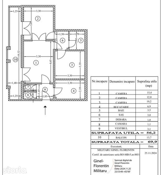 Apartament cu 3 camere în Tei