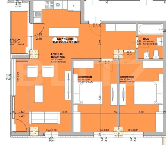 Apartament cu 2 camere decomandat în Central