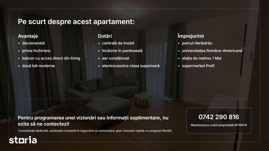 Apartament cu 3 camere decomandat în Herăstrău