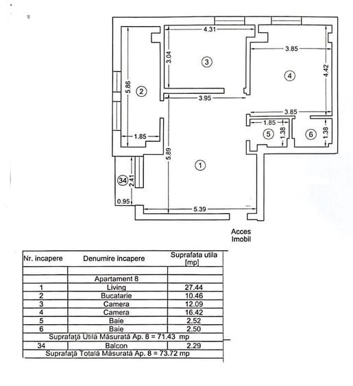 Apartament cu 3 camere decomandat, mobilat în Inel I