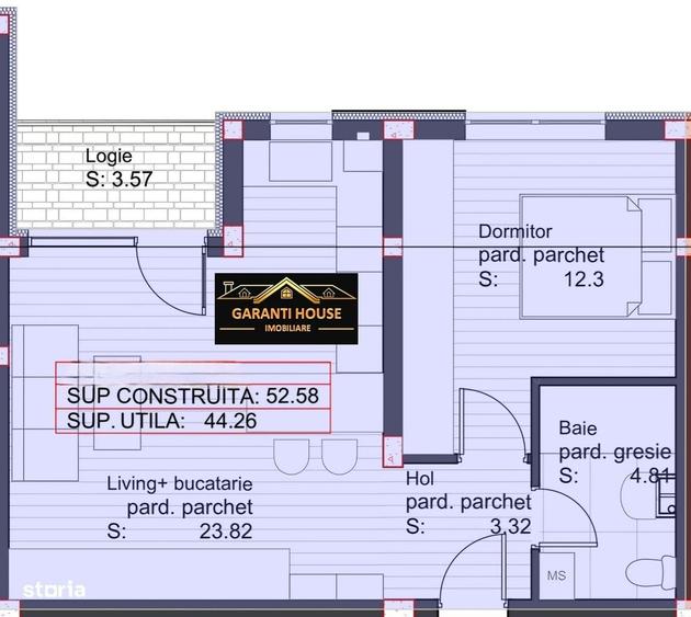 Zona Republicii, apartament 2 camere, 56.15 mpc, semifinisat, 65 350 - 1