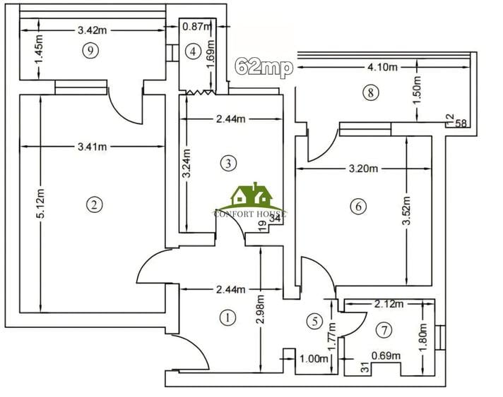 Apartament cu 2 camere decomandat în Nord