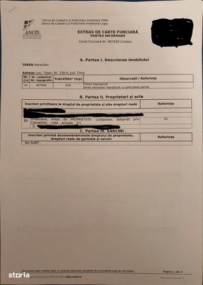 Vand teren intravilan in ?ipari (Timi?) apa ?i canalizare pe teren - 1