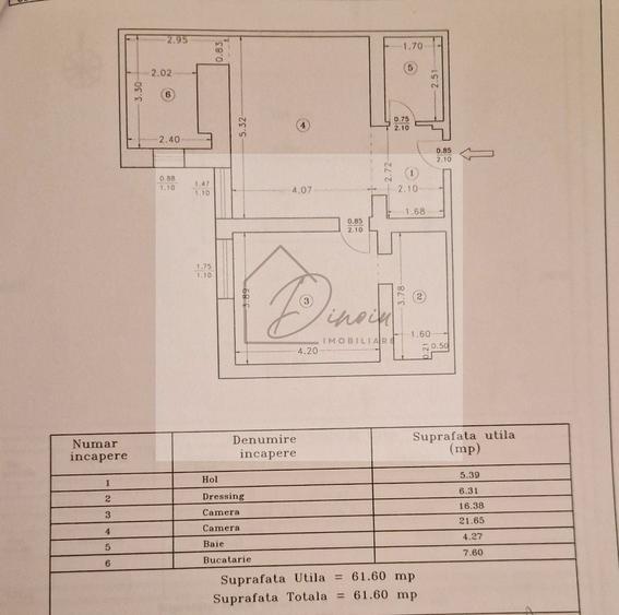 Apartament cu 2 camere semidecomandat, mobilat în Nord