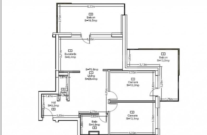 Apartament cu 3 camere , 71 mp , Ansamblu Rezidential, Zoril - 1