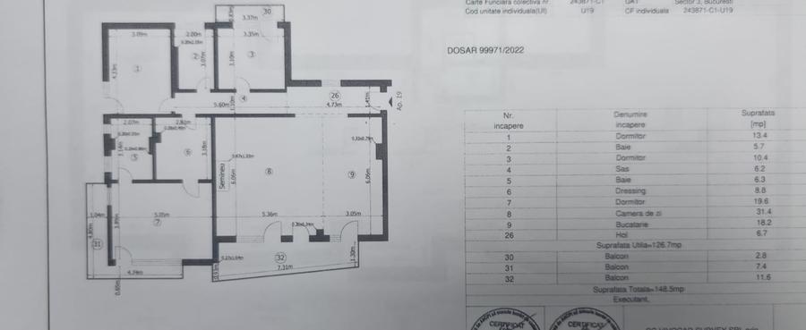 Decebal - Muncii - Bloc nou - Apartament 4 camere - dressing- 2 grupuri sanitare - 9
