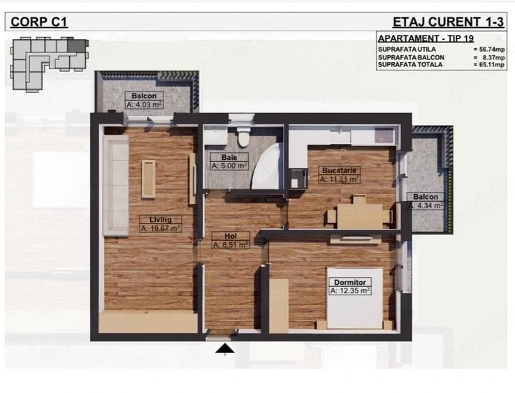 Apartament cu 2 camere decomandat în Dobroești