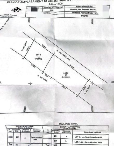 Teren intravilan, 284 mp, pretabil investitie, zona Braniste - 1