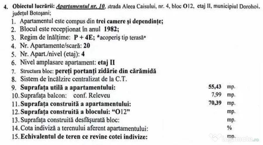 Apartament 3 camere Plevna Dorohoi mobilat, etaj 2/4 - 3