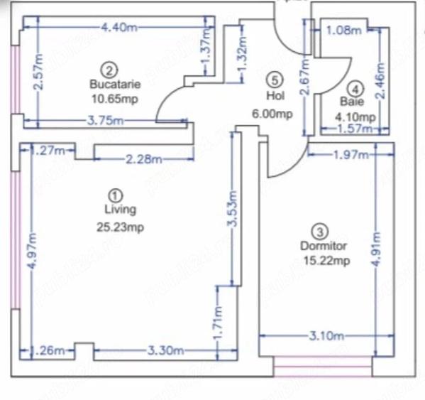 Apartament cu 2 camere decomandat în Pipera