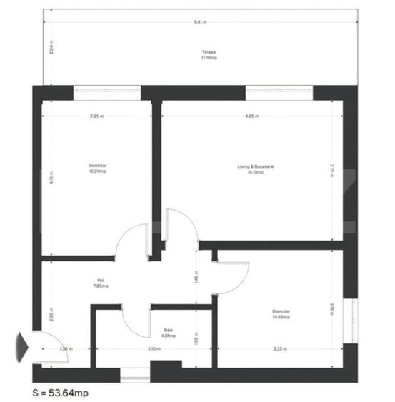 Apartament 3 camere, 53 mp utili+ 17 mp gradina, zona Ghir - 1