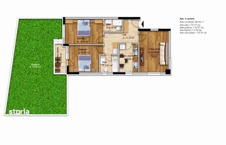 3 camere Fundeni - Dobroesti, 2 gr. sanit., gradina 73mp,bloc 2025! - 1