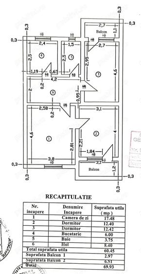 Apartament cu 3 camere semidecomandat în Central