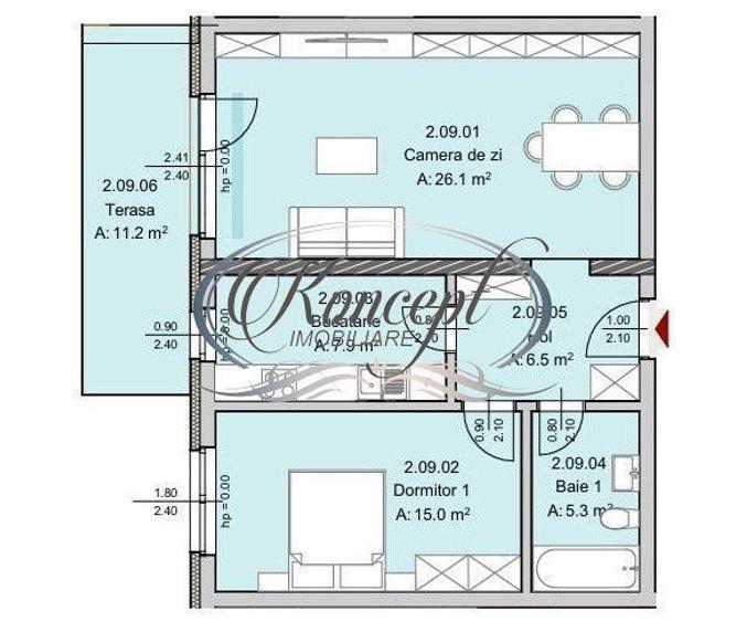Apartament cu 2 camere în Central