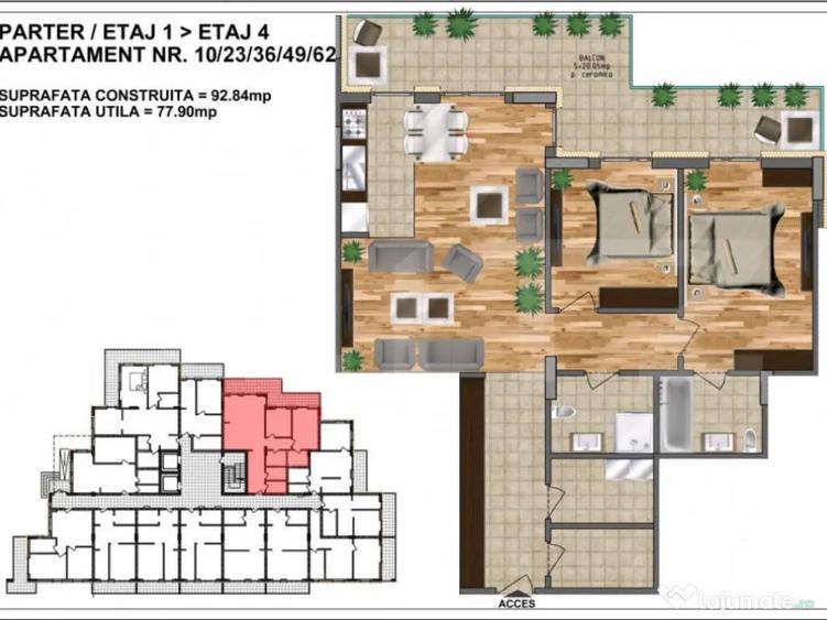 Apartament de vanzare bloc nou, zona Aurel Vlaicu 77,90 - 1