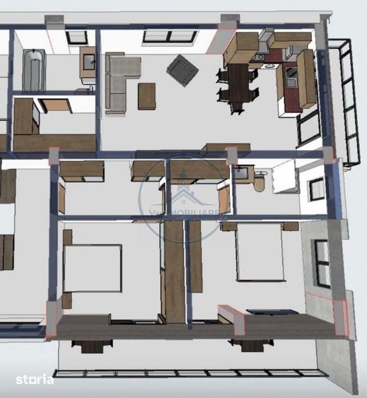 Apartament cu 3 camere în Cetății
