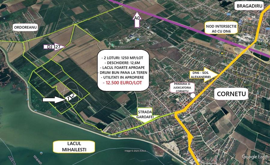 Proprietar - Teren Intravilan - Cornetu - 2 Loturi - 1.250 mp/lot - Super Oferta - 1