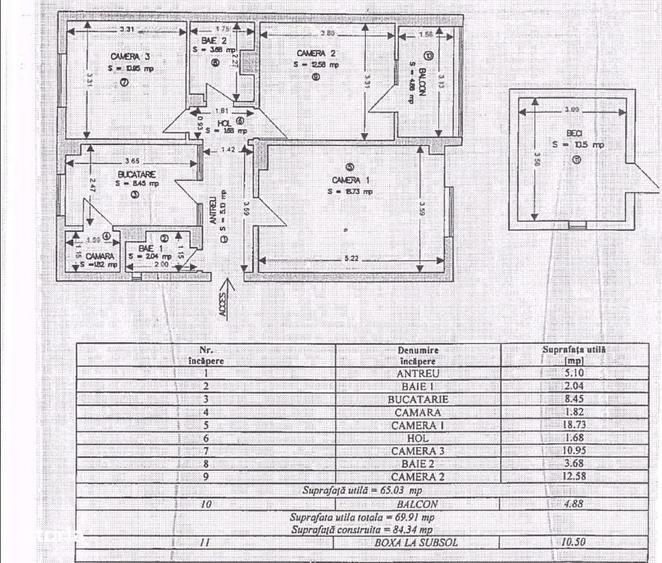 Apartament cu 3 camere în Central