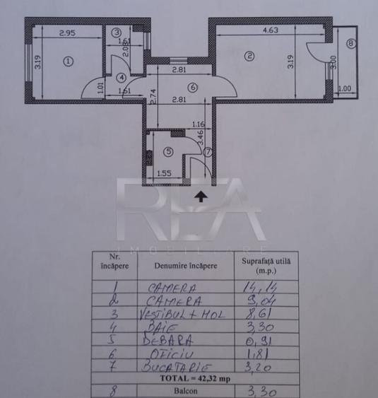 2 camere, Theodor Pallady, decomandat, et. 4, inst. schimb., - 3