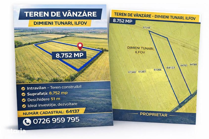 Teren intravilan 8.752 mp Dimieni/Tunari - langa A0 - 3