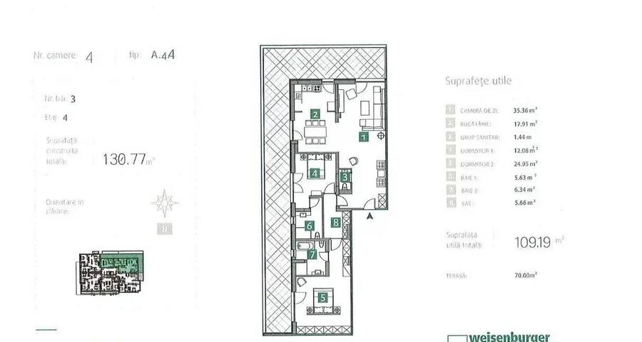 Apartament 3 camere, terasa70mp, langa lac, metrou, bloc nou - 8