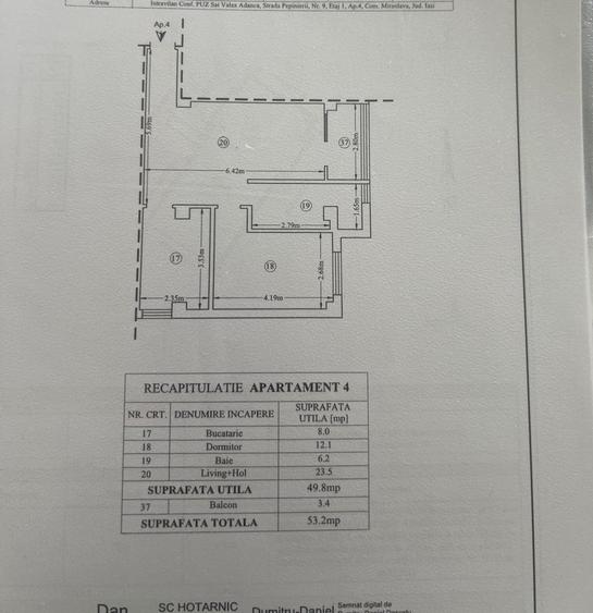 Apartament cu 2 camere semidecomandat în Miroslava