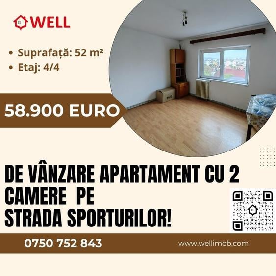 Apartament cu două camere de vânzare în Sfântu Gheorghe, pe strada Sporturilor! - 1