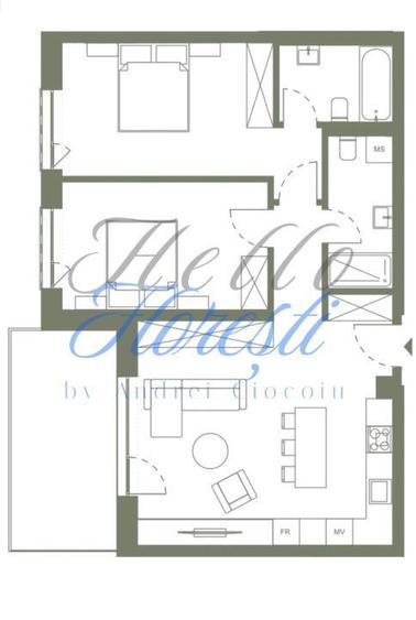Apartament cu 3 camere 72.7 mp si terasa de 12.4 mp in Hexagon - 2