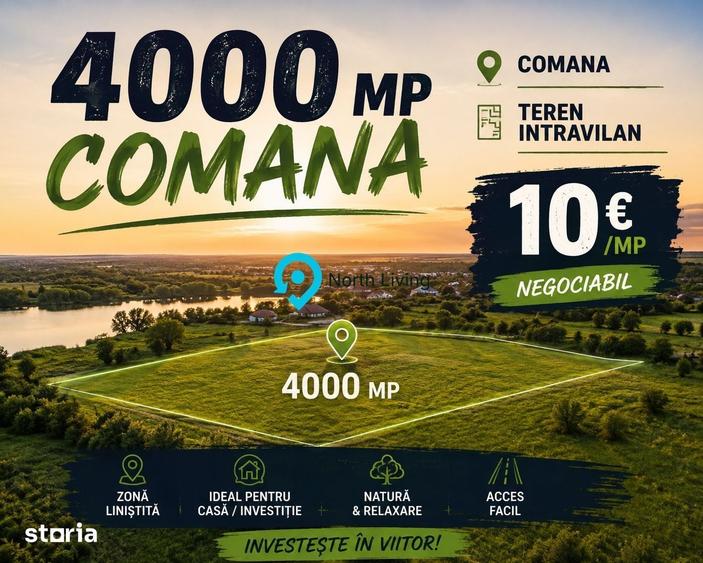 Teren de 4000 mp, în Comana
