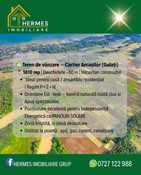 Teren intravilan construibil 1810 mp ( 2 loturi) in ARCASILOR , Galati Teren intravilan construibil 1810 mp ( 2 loturi) in ARCASILOR , Galati