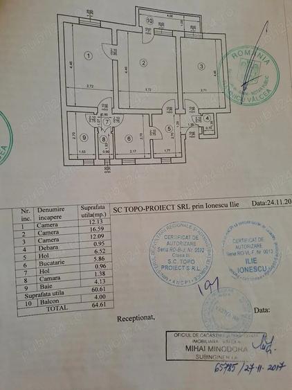 Vand apartament cu 3 camere,65m ,decomandat, zona Traian - 1