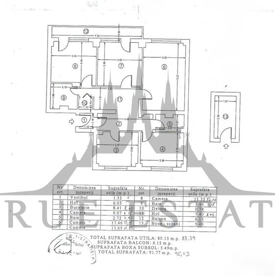 Vanzare apartament 4 camere cu boxa la subsol in bloc din 1982- UNIC in zona - 1
