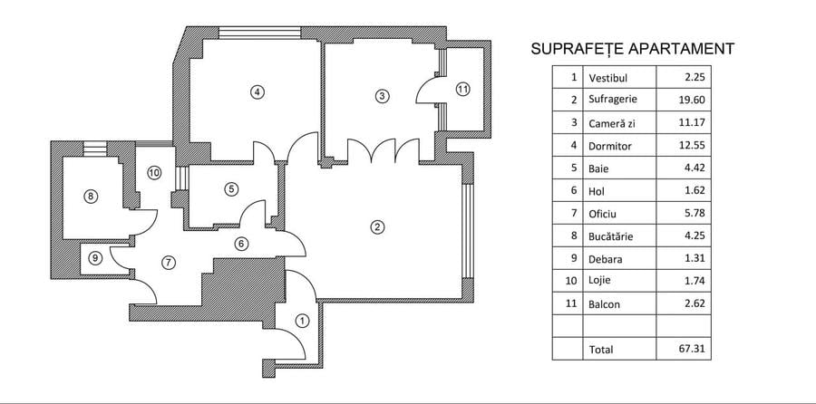 Apartament cu 3 camere decomandat, mobilat în P-ța Romană