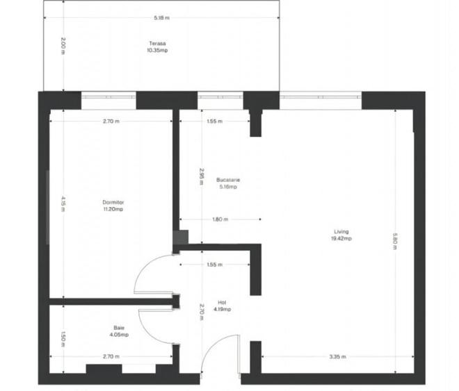 Apartament 2 camere, 43 mp utili+ 10 mp gradina, zona Ghir - 1