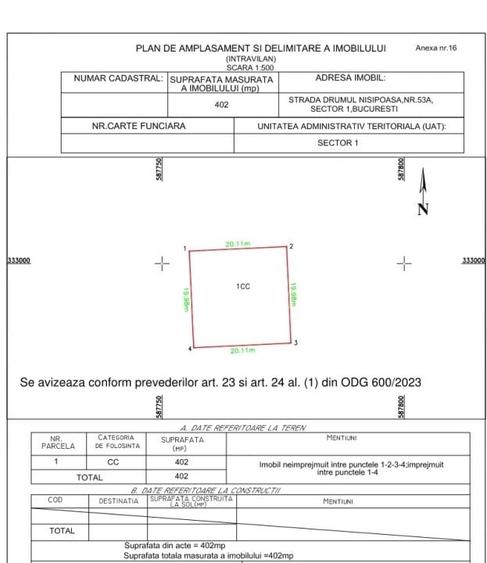 Baneasa, Nisipoasa, vanzare teren intravilan, suprafata 640 mp, P+4, - 7