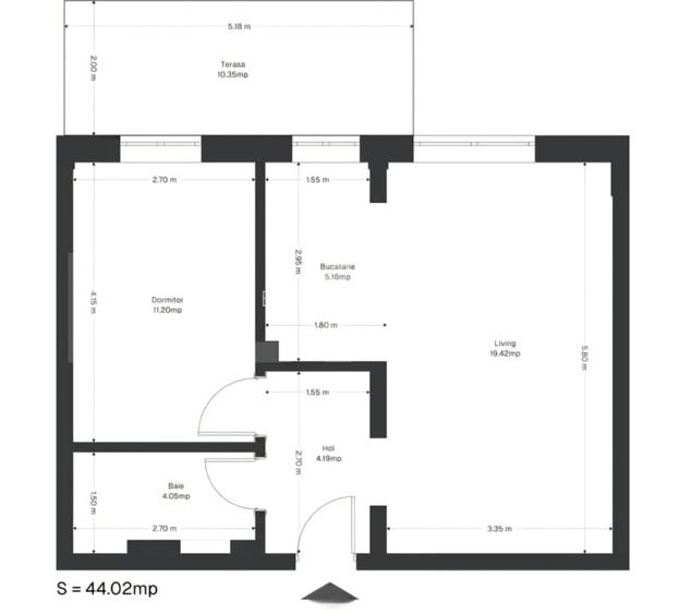 Apartament 2 camere, 43 mp utili+ 10 mp gradina, zona Ghirodei