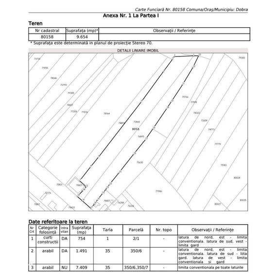 Vanzare teren 9654 mp, deschidere 27m, comuna Dobra, sat Dobra - 6