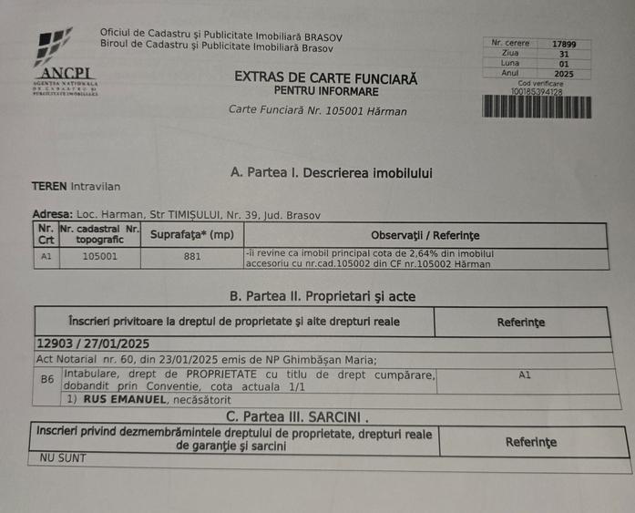 Teren intravilan 881 mp | Front la 3 strazi | Harman - 5