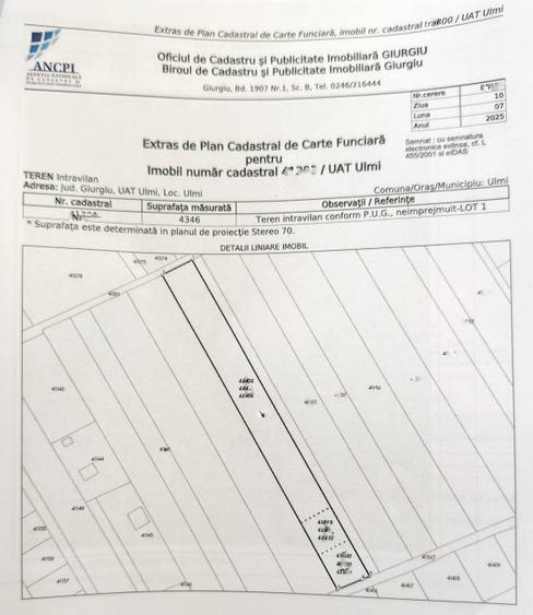 Teren Construcții intravilan de 10000 mp, în Ulmi