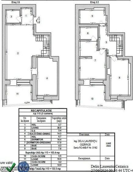 Apartament duplex | 3 camere | 3 bai | 133 mp totali - 26