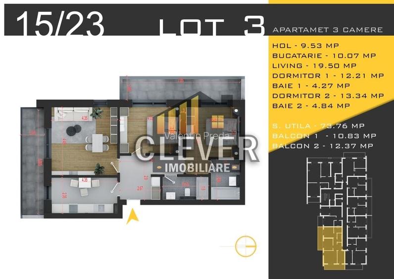Apartament 3 camere Suprafata Generoasa Metrou Nicolae Teclu